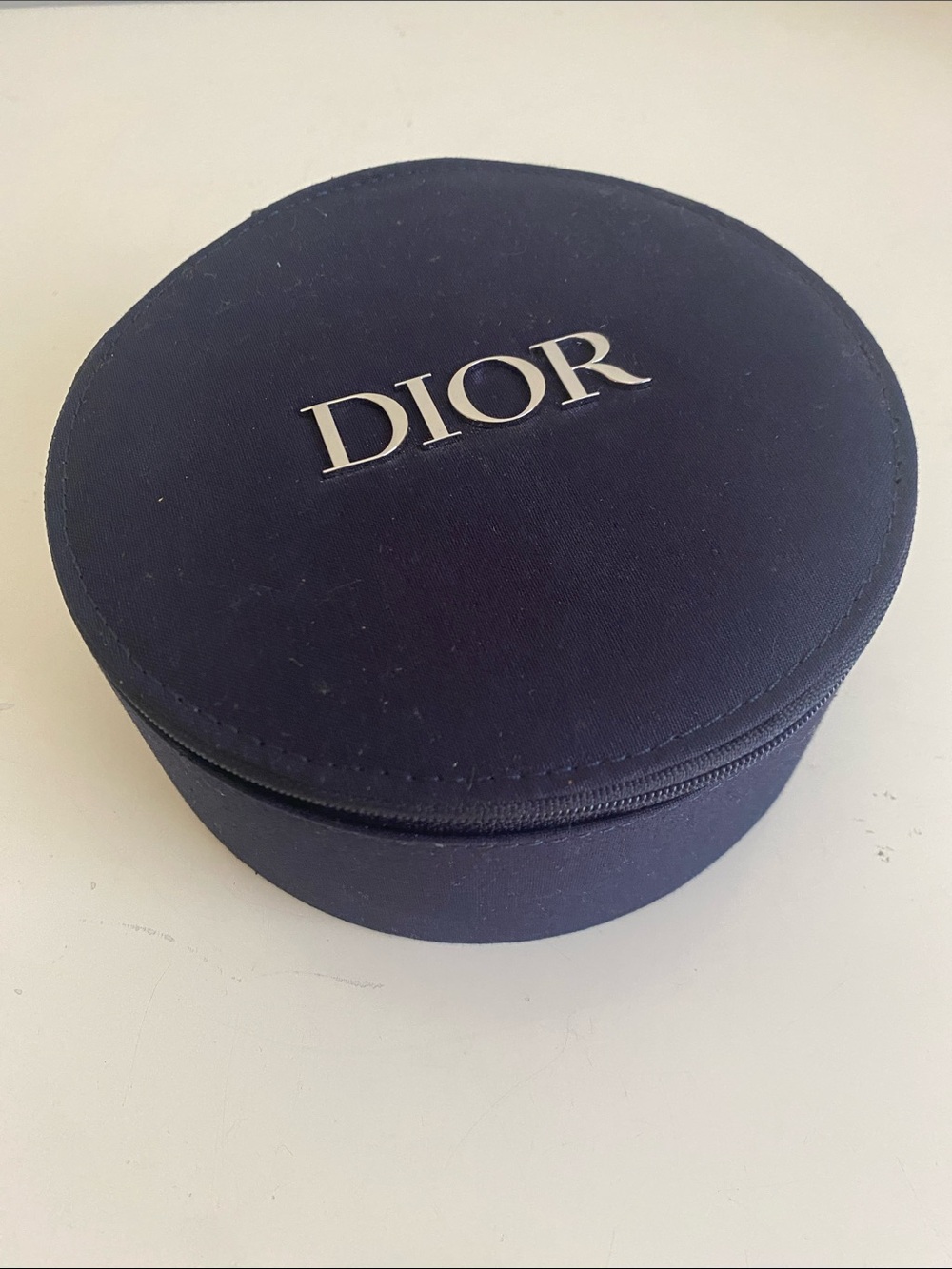 Dior Black Round  Zippered Vanity Jewelry Makeup Case